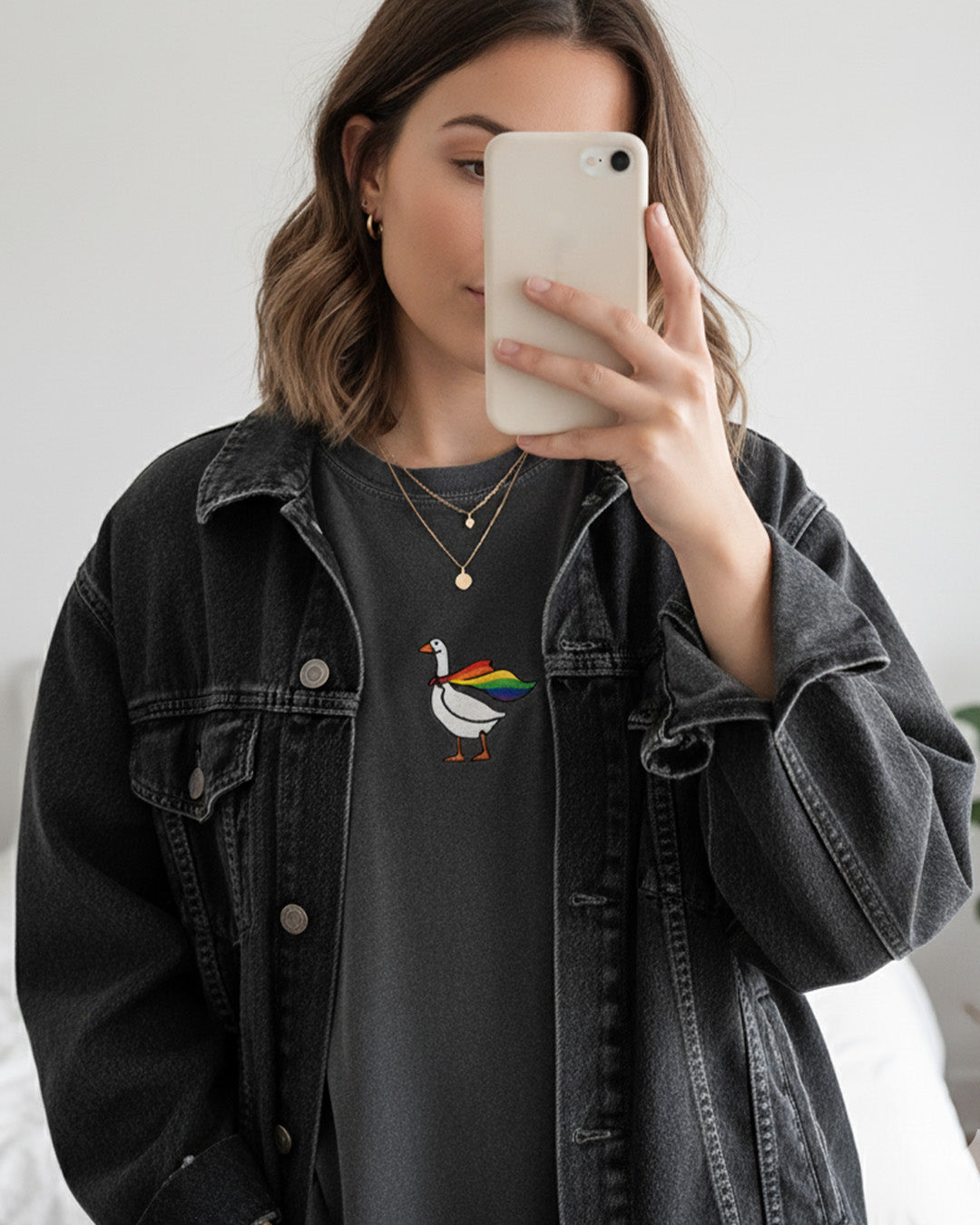 Embroidered Rainbow Goose - ComfortColors® Tee