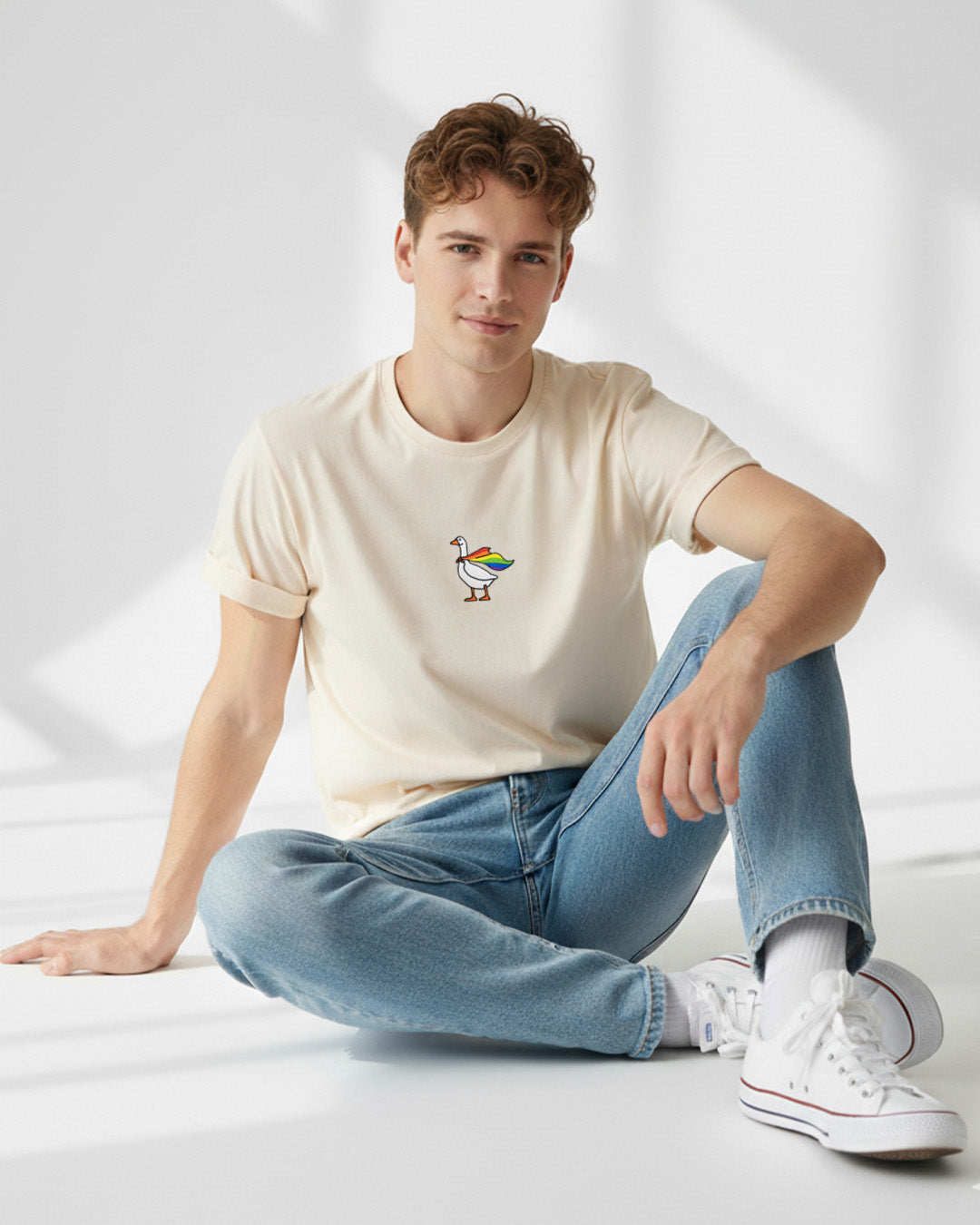 Embroidered Rainbow Goose - ComfortColors® Tee
