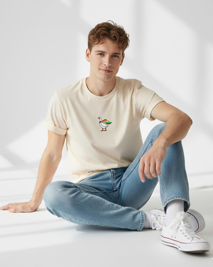 Embroidered Rainbow Goose - ComfortColors® Tee