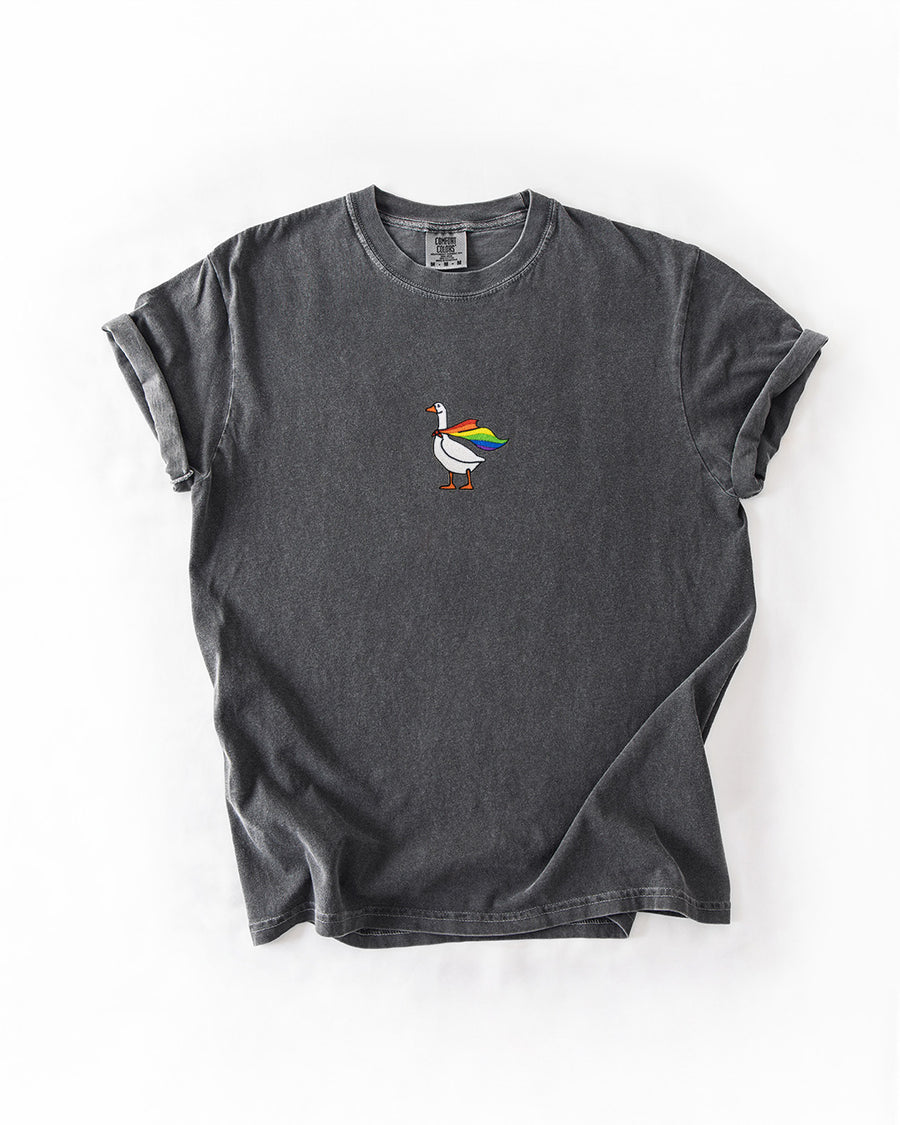 Embroidered Rainbow Goose - ComfortColors® Tee