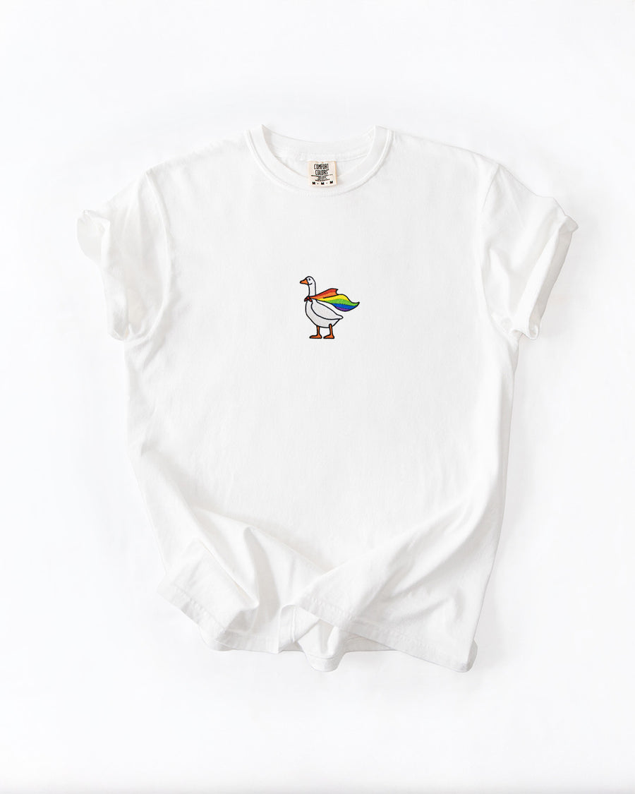 Embroidered Rainbow Goose - ComfortColors® Tee