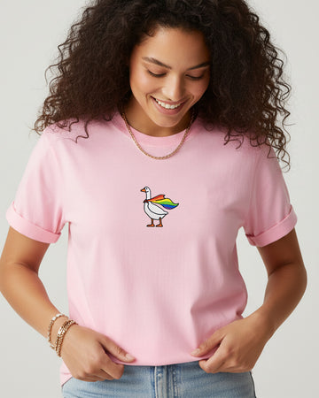 Embroidered Rainbow Goose - ComfortColors® Tee